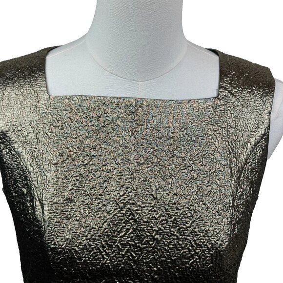 NWT Abercrombie & Fitch - Metallic High-Neck Shift Mini Dress Gold Metalic - LP - Picture 7 of 10